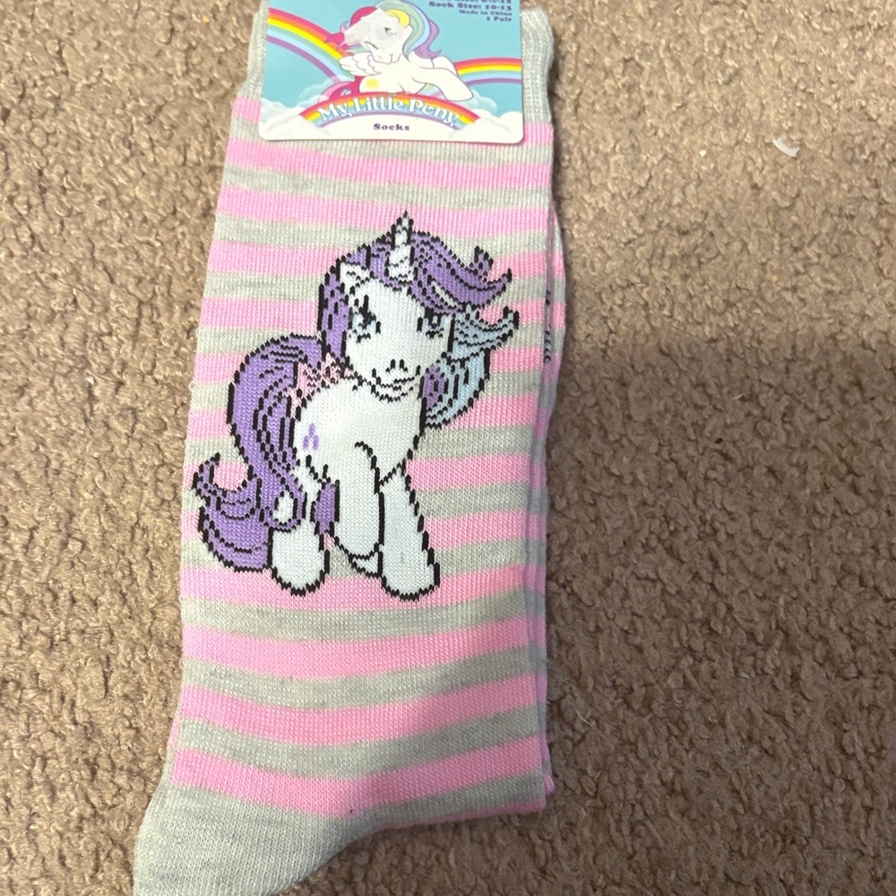 My Little Pony Pink and Gray Unicorn Socks